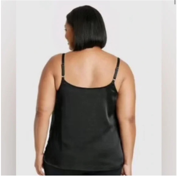 Ava & Viv Women’s Black Cowl Neck Satin-Like Top - Picture 2 of 6